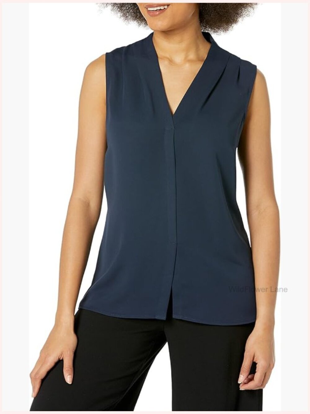 Sleeveless V-Neck Layering Tank Top Woven Polyester Office to Happy Hour